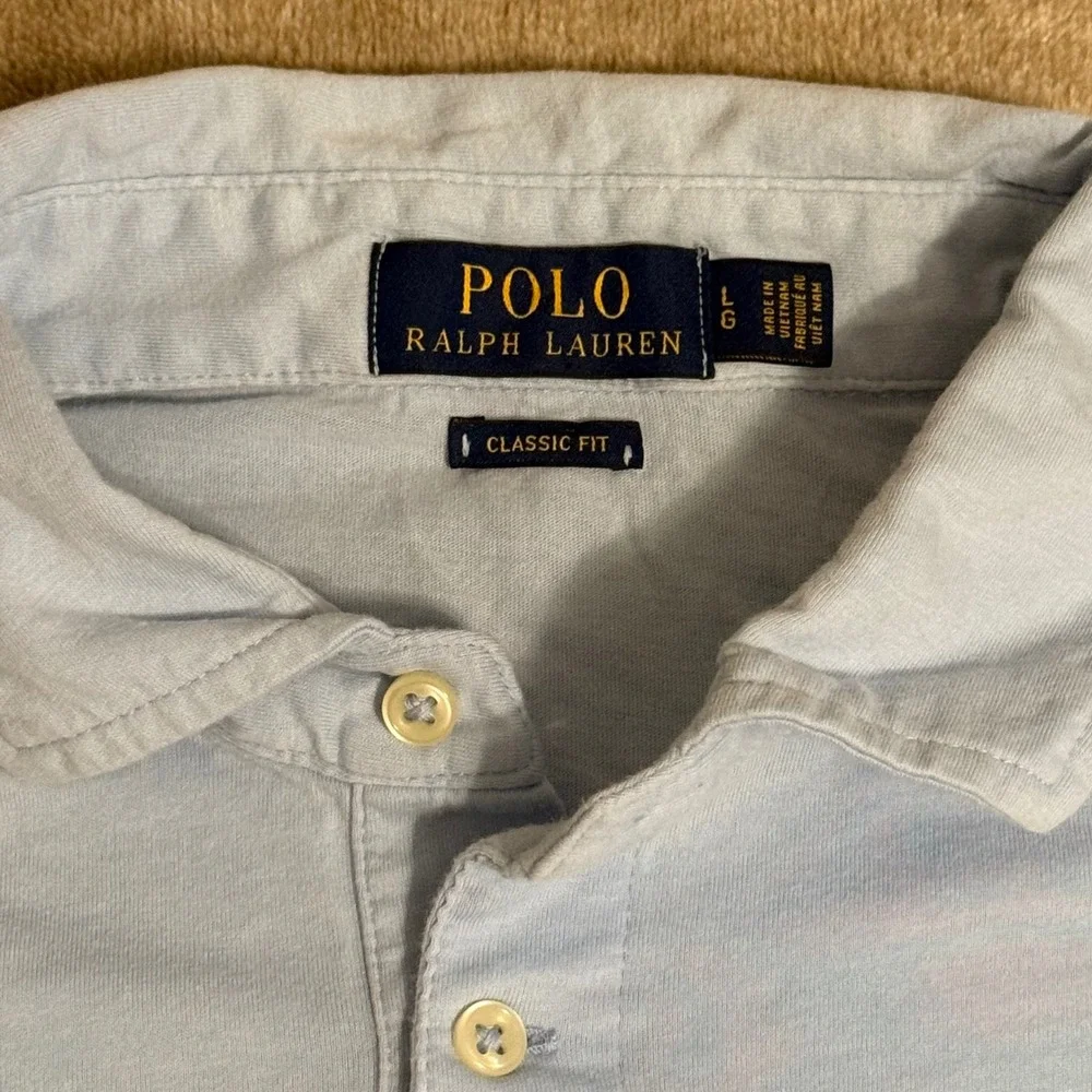 Polo Ralph Lauren Mens Classic Fit Pocket Polo Shirt Light Blue Large Cotton
